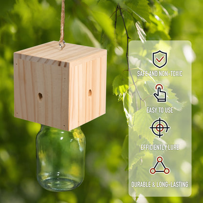 Wood Carpenter Bee Trap for Outside - Best Bee Trap - Wood Boring Bee Trap- Nature Chalet Style Carpenter Bee Traps Outdoor Hanging - Insect Traps Removes Carpenter bee