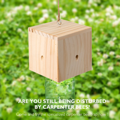 Wood Carpenter Bee Trap for Outside - Best Bee Trap - Wood Boring Bee Trap- Nature Chalet Style Carpenter Bee Traps Outdoor Hanging - Insect Traps Removes Carpenter bee