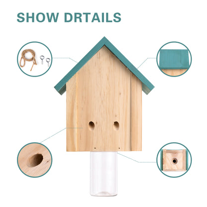 GRTRE 1 Pack Wood Carpenter Bee Trap for Outside - Wood Boring Bee Trap - Best Bee Trap - Nature Cabin Style Carpenter Bee Traps Outdoor Hanging